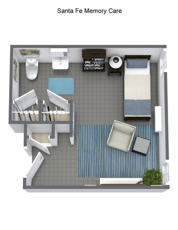 Santa Fe Memory Care Studio 3D Floor Plan